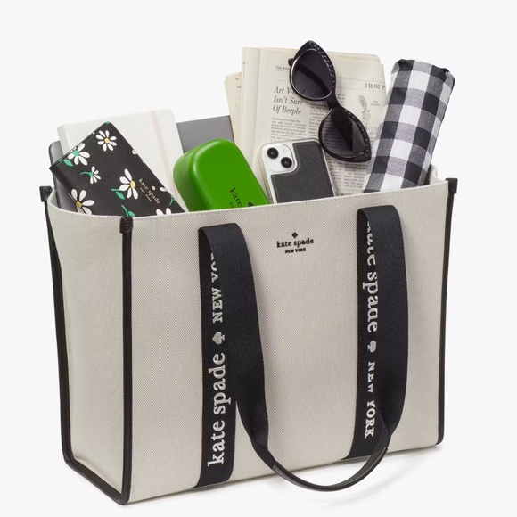 NWT Kare Spade Kip Canvas Large Tote - Picture 5 of 6